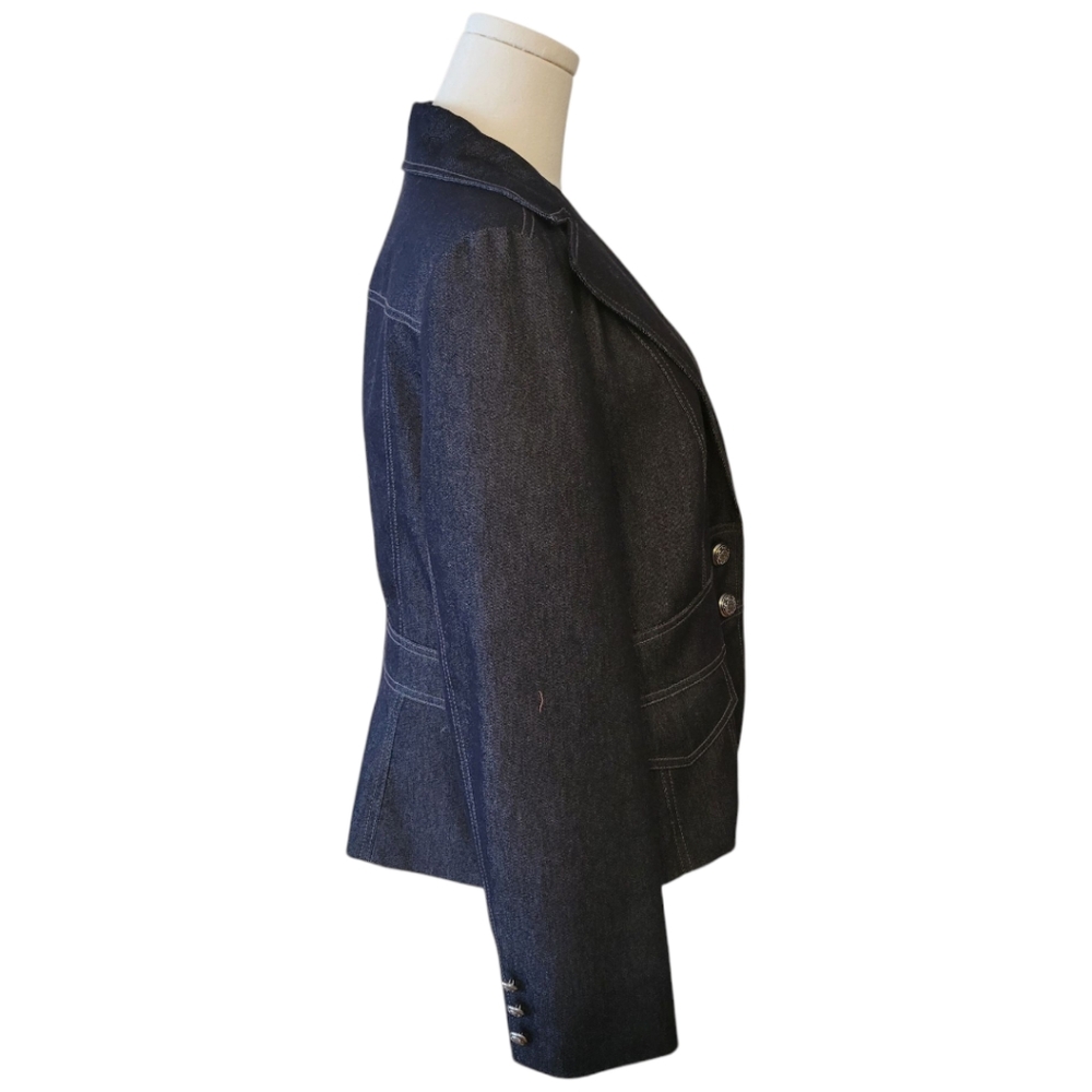 Bandolino Dark Blue Denim Blazer Jacket - Picture 2 of 4